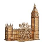 3D Wooden London Landmark Puzzle Model with Clock & Ferris Wheel