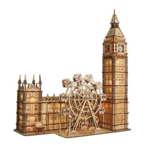 3D Wooden London Landmark Puzzle Model with Clock & Ferris Wheel