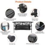Folding Aluminum Camping Table with Storage Basket & Carry Bag
