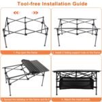 Folding Aluminum Camping Table with Storage Basket & Carry Bag
