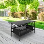 Folding Aluminum Camping Table with Storage Basket & Carry Bag