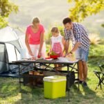 Folding Aluminum Camping Table with Storage Basket & Carry Bag