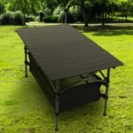 Folding Aluminum Camping Table with Storage Basket & Carry Bag