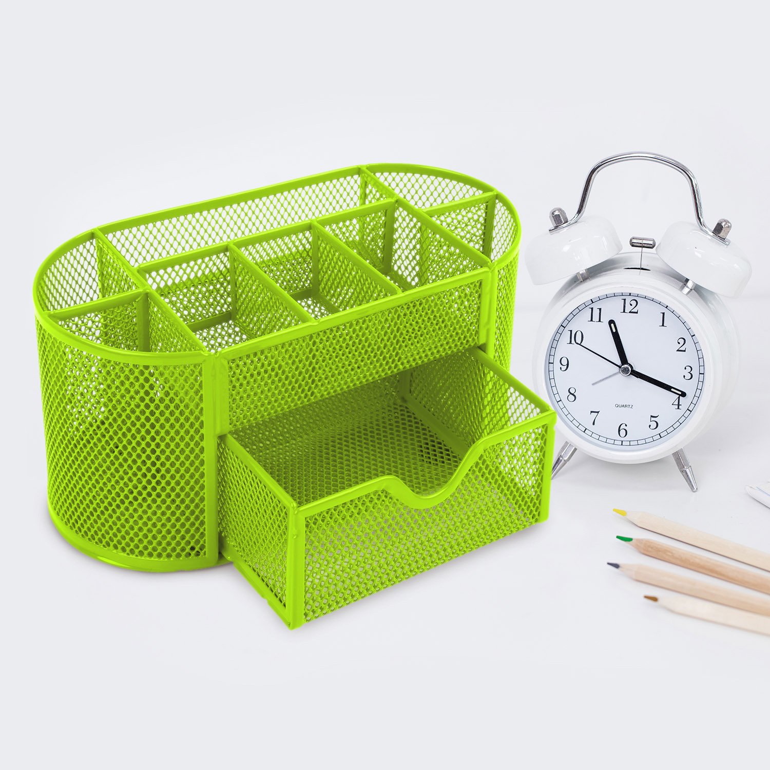 1962438483171872768.jpg 9-Compartment Metal Mesh Desk Organizer with Drawer - Image 1