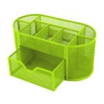 9-Compartment Metal Mesh Desk Organizer with Drawer - Image 3