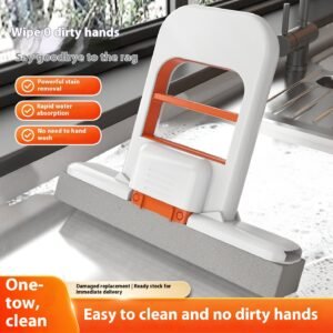 Mini Foldable Handheld Sponge Mop - Orange