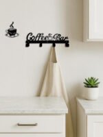 Coffee Bar Wall-Mounted Mug Rack with Hooks