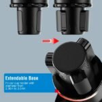 360° Rotating Car Cup Holder Expander with Tray & Adjustable Base