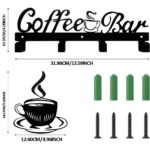 Coffee Bar Wall-Mounted Mug Rack with Hooks