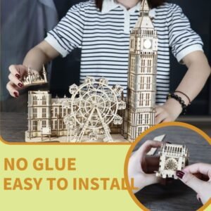 3D Wooden London Landmark Puzzle Model with Clock & Ferris Wheel