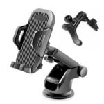 360° Universal Car Phone Mount with Windshield Suction Cup & Air Vent Adapter