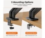 Dual monitor desk mount clamp and grommet installation options