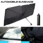 57-Inch Foldable Car Windshield Sunshade Umbrella – Black & Silver