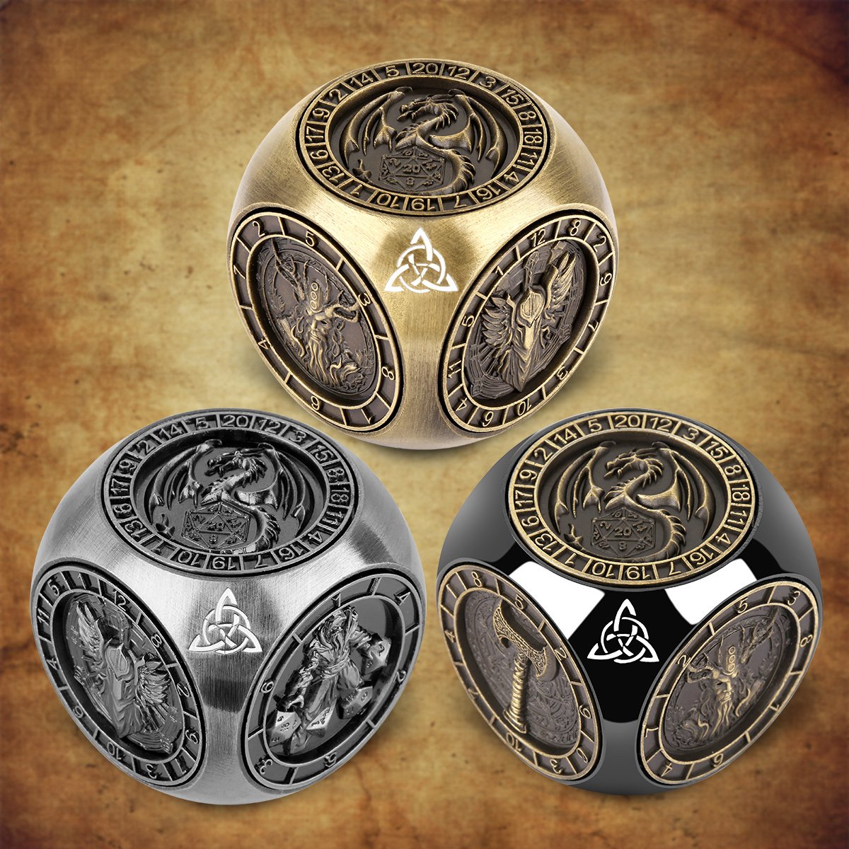 6-in-1 Metal RPG Dice Wheel Cube – D4 to D20 6-in-1 Metal RPG Dice Wheel Cube – D4 to D20