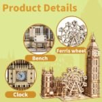 3D Wooden London Landmark Puzzle Model with Clock & Ferris Wheel