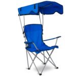 Foldable Camping Chair with Canopy & Cup Holder