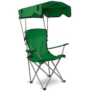 Foldable Camping Chair with Canopy & Cup Holder