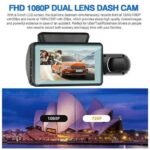 1080P Dual-Lens Car Dash Cam with Front & Interior Camera and G-Sensor