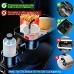 360° Rotating Car Cup Holder Expander with Tray & Adjustable Base