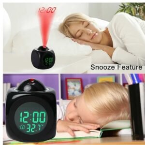 LED Projection Alarm Clock with Snooze & USB Power