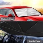 57-Inch Foldable Car Windshield Sunshade Umbrella – Black & Silver