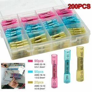 200-Piece Heat Shrink Wire Connector Kit – Crimp Butt Terminals