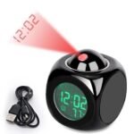 LED Projection Alarm Clock with Snooze & USB Power