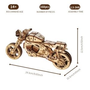 168-Piece 3D Wooden Motorcycle Puzzle Model Kit