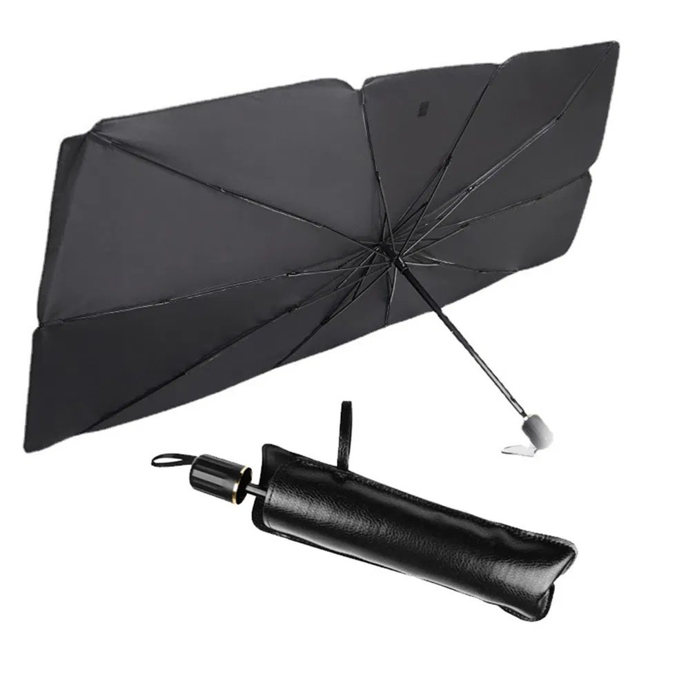 57-Inch Foldable Car Windshield Sunshade Umbrella – Black & Silver 57-Inch Foldable Car Windshield Sunshade Umbrella – Black & Silver