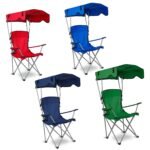 Foldable Camping Chair with Canopy & Cup Holder