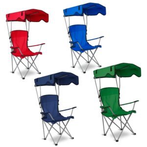 Foldable Camping Chair with Canopy & Cup Holder