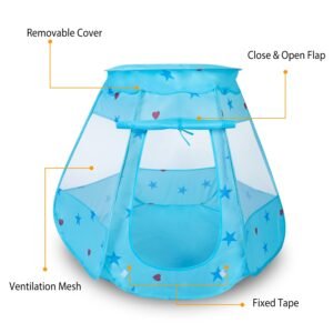 Blue Pop-Up Kids Play Tent with Mesh Panels