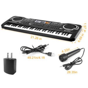 61-Key Portable Electronic Keyboard with Microphone