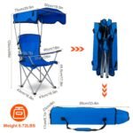 Foldable Camping Chair with Canopy & Cup Holder