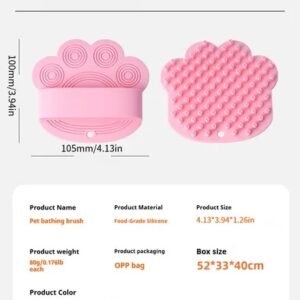 Silicone Pet Bath & Massage Brush for Cats & Dogs